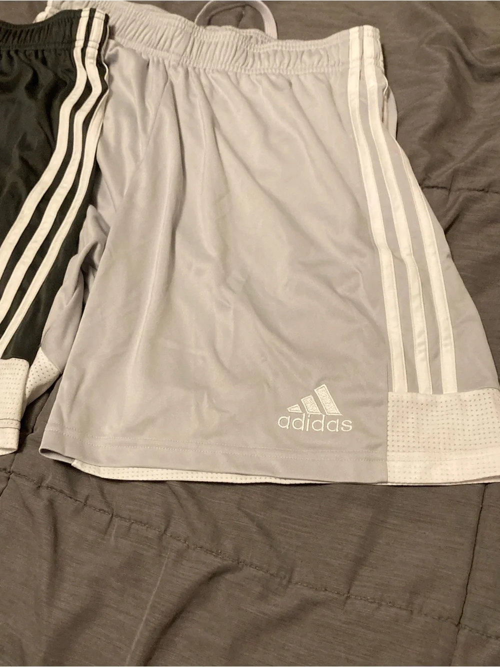 Lot of 2 adidas Black and Light Gray Athletic Shorts Set